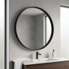 30" Round Bathroom Mirror Vanity Wall Mounted Mirror with Deep Frame, Black