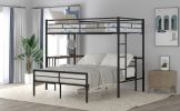 Twin Over Full Metal Bunk Bed with Desk, Ladder and Quality Slats for Bedroom, Metallic Black(OLD SKU :LP000092AAB)