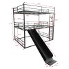Twin Size House Loft Bed with Slide and Ladder, Black