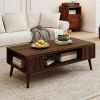 42 Inch Mid Century Modern Coffee Table Rectangular with Open Compartment