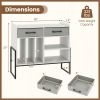 Record Player Stand with Charging Station, Adjustable Shelf & Folding Drawers Vinyl Storage Cabinet-White