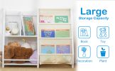 Kids Bookshelf Freestanding Large Capacity Metal Multi-Shelf Rack Organizer for Books for Playroom Children Room