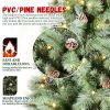 5FT Christmas Tree with 200 Warm White LED Lights Ã¢â‚¬â€œ 694 PVC & Hard Needle Tips, 51 Pine Cones, Hinged Branch Design