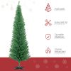 HOMCOM 7FT Decorated Christmas Tree, Pencil Christmas Tree with 499 Realistic Branch Tips and Plastic Stand, Light Green