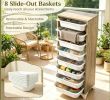 9-Tier Wooden Fruit And Vegetable Storage Rack Freestanding Pantry Organizer Cabinet for Kitchen Space Saving