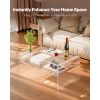 Acrylic Coffee Table, 2 Tiers Center Table with Storage Shelf, Modern Rectangle Acrylic Coffee Desk, Ideal for Dining Room, Kitchen Island, Restaurant