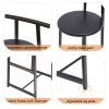 Wooden Round Bar Stools Set of 3 with Footrest 27 Inch Counter Height MDF Seat and Black Metal Frame for Kitchen Island Dining
