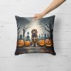 Bloodhound Spooky Halloween Throw Pillow Machine Washable, Indoor Outdoor Decorative Pillow for Couch, Bed or Patio, 18Hx18W