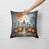 Skeleton Spooky Halloween Throw Pillow Machine Washable, Indoor Outdoor Decorative Pillow for Couch, Bed or Patio, 18Hx18W