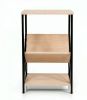 3-Tier Industrial Side Table V-Shaped Bookshelf for Living Room Rustic Black Metal And Wood End Table with Storage Organizer