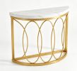 43 Inch Faux Marble Console Table Half Moon Sofa Entryway Table for Living Room Bedroom Hallways Decor