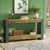160 Cm Country Style Console Table - Sofa Table for Hall & Living Room Decorative Furniture in Natural Wood Finish