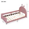 Twin Size Upholstered Daybed with Rabbit Ear Shaped Headboard, Pink