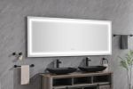 72 x 30 Inch LED Bathroom Mirror with Front and Backlight, Wall Mounted Vanity Mirror, Anti-Fog, Memory, 3 Colors, Stepless Dimmable