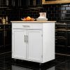 Kitchen Island Cart, Rolling Island Table with Solid Wood Top, Trolley Cart with Drawer