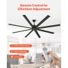84 In Ceiling Fan without Light, 6-Speed Remote Control, Aluminum 8-Blade, Reversible DC Motor, Modern Low Profile Flush Mount Exterior Fan for Bedroo
