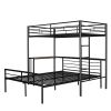 Twin Over Full Metal Bunk Bed with Desk, Ladder and Quality Slats for Bedroom, Metallic Black(OLD SKU :LP000092AAB)