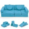 14 PCS Modular Kids Play Couch for Playroom and Bedroom Suede fabric covers Zipper head covers protect