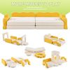12-Piece Modular Kids Sofa Set All-Sponge Construction Yellow & White Colorblock Corduroy | Free Combination Design