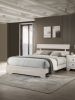 1pc Rustic Queen Platform Bed Slat Headboard Low-profile Bed Frame White Wash Finish Contemporary Bedroom Furniture