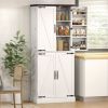 72" Tall Kitchen Pantry Cabinet, Farmhouse Storage Cabinet with 8 Door Racks and Adjustable Shelves, White