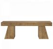 63 Inch TV Stand Farmhouse Entertainment Center with Geometric Pedestal for 55-75 Inch TVs Living Room Furniture Wood