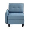 Living Room Furniture One-Arm Chair Blue Tufted Solid Wood Modern Comfort 1pc Modular Piece Chair Hidden Storage