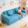 14 PCS Modular Kids Play Couch for Playroom and Bedroom Suede fabric covers Zipper head covers protect