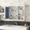 32'' Bathroom Wall Cabinet with Mirror, Wall Mounted Medicine Cabinet with 3 Shelves, Mirrored Door Over Toilet Storage Cabinet, White