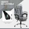 High Back Office Chair PU Leather Executive Office Chair with Retractable Footrest Padded Armrest Grey