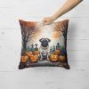 Fawn Pug Spooky Halloween Throw Pillow Machine Washable, Indoor Outdoor Decorative Pillow for Couch, Bed or Patio, 18Hx18W