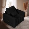 38.1 "Teddy fabric sofa, modern lounge chair, upholstered with a pillow, apartment, office, living room and bedroom biack