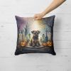 Border Terrier Spooky Halloween Throw Pillow Machine Washable, Indoor Outdoor Decorative Pillow for Couch, Bed or Patio, 18Hx18W