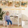 Qaba Kids Desk and Chair Set with Storage and Shelves, for Bedroom & Study Room, Gift for 3-8 Years Old, Natural Wood