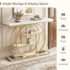 41 Inch Console Table with 3 Tier Open Shelves, Modern Entryway Sofa Table with O-Shaped Metal Frame for Living Room Hallway - White