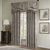 Jacquard Window Rod Pocket Valance With Beads Blue/Brown 50x18"