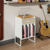 Multi-Purpose Record Player Stand with Drawer and Record Holder-White