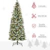 HOMCOM 6ft Pre-Lit Snow-Dipped Artificial Christmas Tree with Realistic Branches, 300 LED Lights, Pine Cones, Red Berries and 618 Tips
