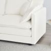 Sofa Set of 3, 1+1+3 Seats Living Room Sofa Set, Accent Chair, Loveseat, and Three-Seat Sofa Modern Style Round Arms 3 Piece Sofa Set, White