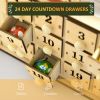 HOMCOM Christmas Advent Calendar, Countdown to Christmas Table Decoration with 24 Drawers, Lights, Battery Operated