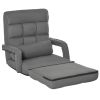 HOMCOM Convertible Floor Sofa Bed, Recliner Armchair Upholstered Sleeper Chair with Pillow for Living Room Bedroom Lounge, Grey