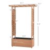 Raised Garden Bed with Trellises and Roof for Climbing Plant Vine, Hanging Flowers, 70.75" Tall Outdoor Wood Planter Box with Drainage & Filter