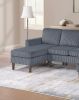 3pc Sectional Set RAF/LAF Chaise Armless Loveseat Dark Gray Corduroy Couch Relax Modern Comfort Living Room