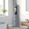 54" Tall Bathroom Linen Tower, Freestanding Storage Cabinet with 2-Tier Shelf & Drawers, Narrow Organizer, Gray