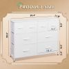 8 Drawers Fabric Cabinet Metal Frame Wide Wood Top Storage Tower TV Stand Clothes Organizer for Bedroom Living Room,White