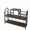 Vinyl Record Player Stand with Power Outlets Storage Dividers for Albums - Multimedia Furniture Organizer