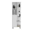 Mott 63" H Linen Bathroom Cabinet with Seven Open Shelves, One Drawer and four legs,White