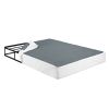 Full Mattress Foundation 1pc Black Metal Frame with Textured Fabric Cover