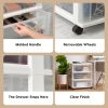 Plastic Drawer Storage Organizer Rolling Cart, with Wheels Casters, 3-Drawers, for Art Craft Supplies Bathroom Dorm Bedroom Laundry Room, Wide, White