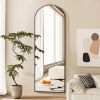 58"x19" Arched Full Length Mirror with Aluminum Alloy Frame Freestanding Floor Dressing Mirror, Black